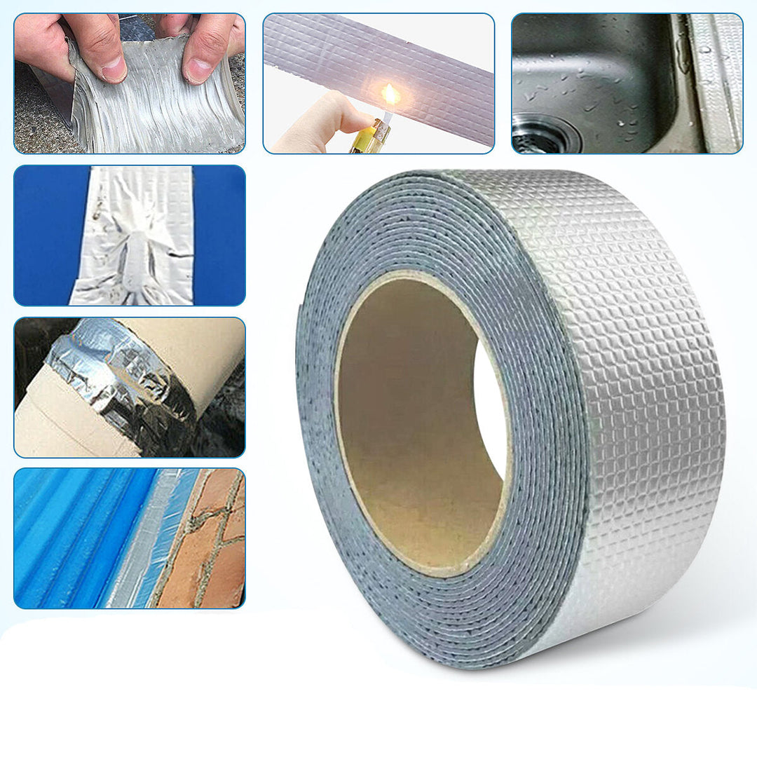 Waterproof Butyl Tape with Aluminum Foil Backing and Cold Weather Performance, 5 Meters