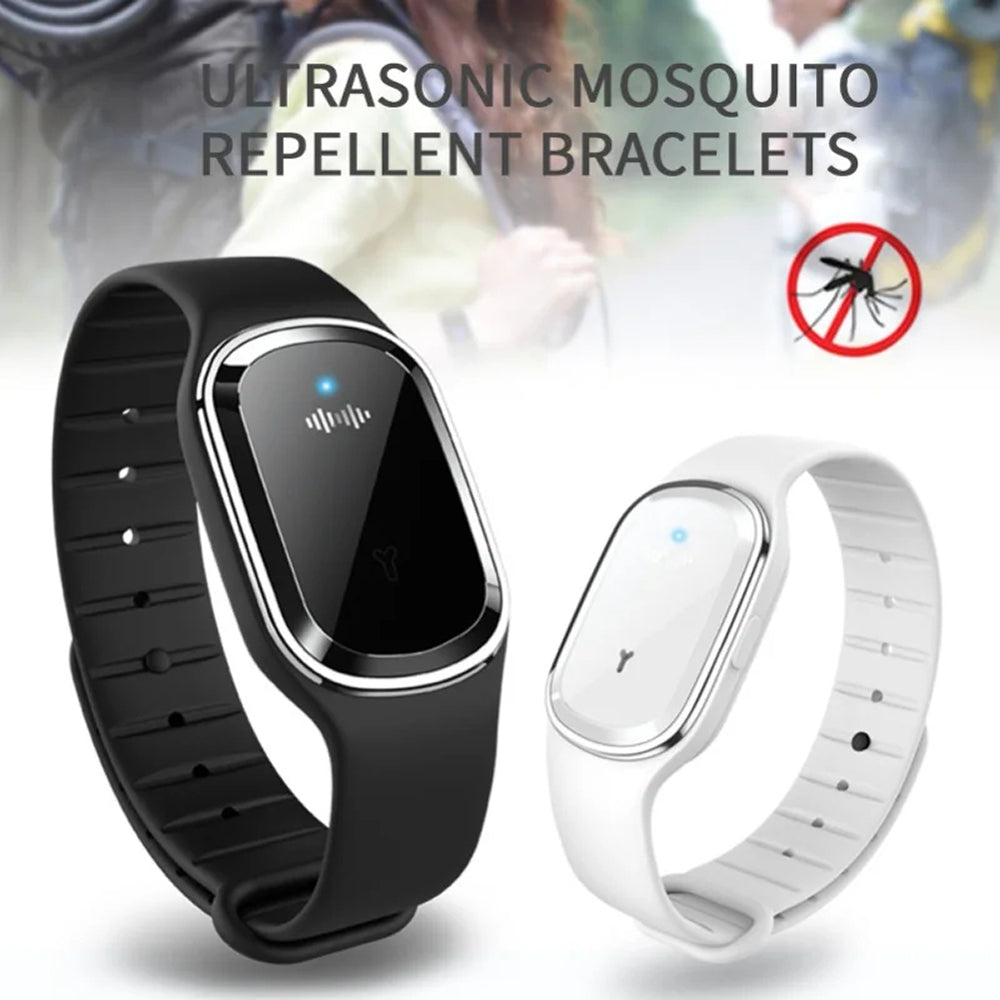 Ultrasonic Mosquito Repellent Bracelet with Adjustable Silicone Band and 130-Hour Battery, Pack of 2
