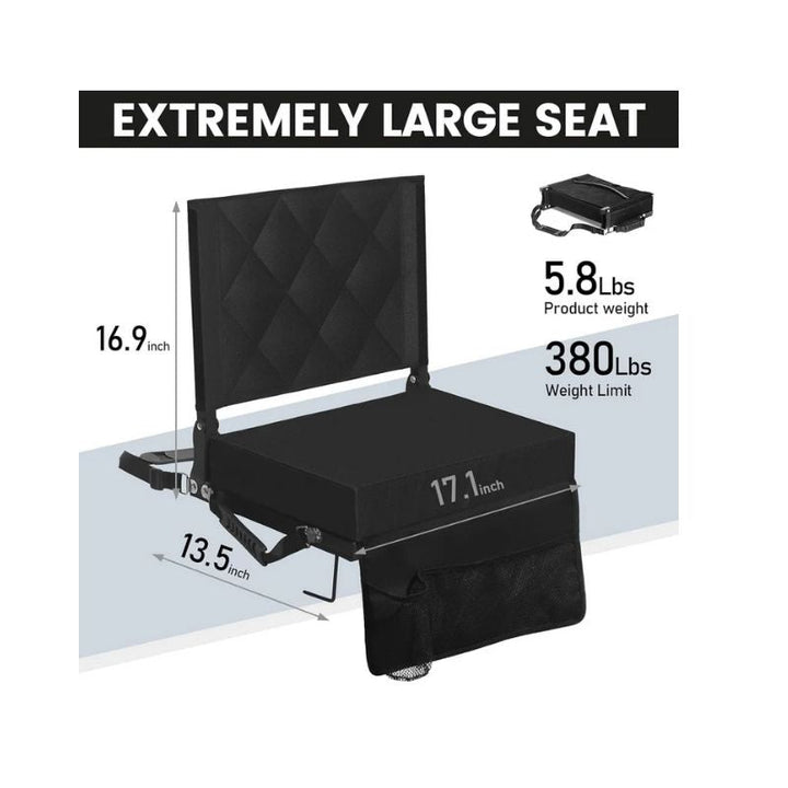 Stadium Seat with Angled Back Support and Adjustable Shoulder Strap
