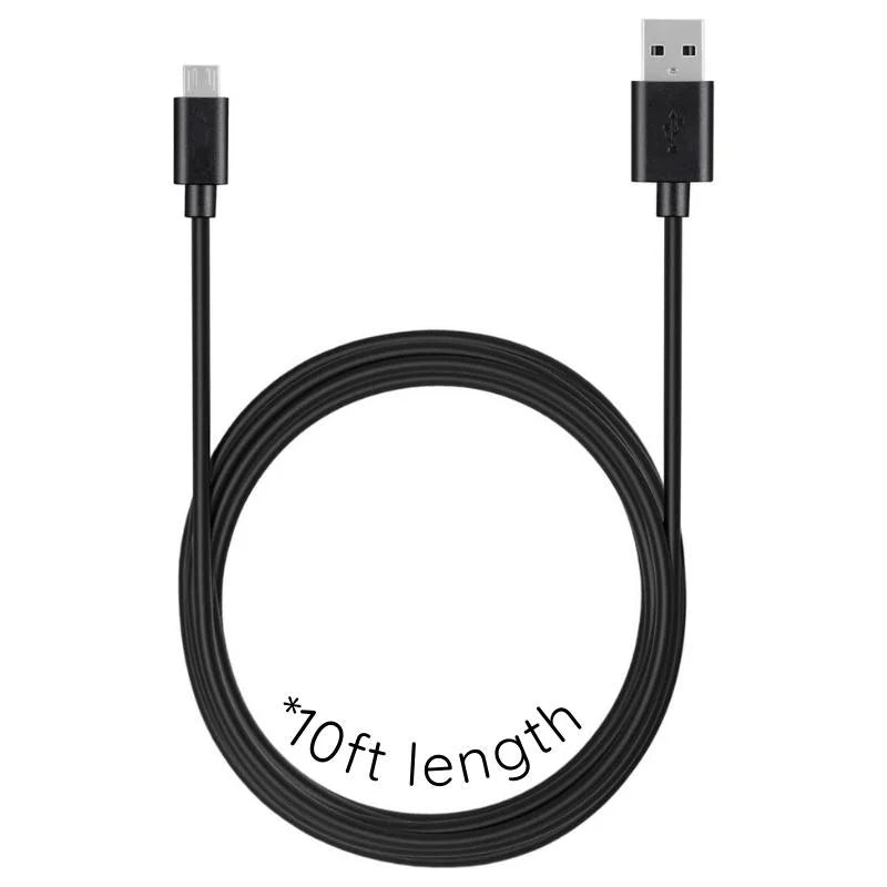 10ft Micro USB Cable with Fast Charging and Tangle-Resistant Jacket