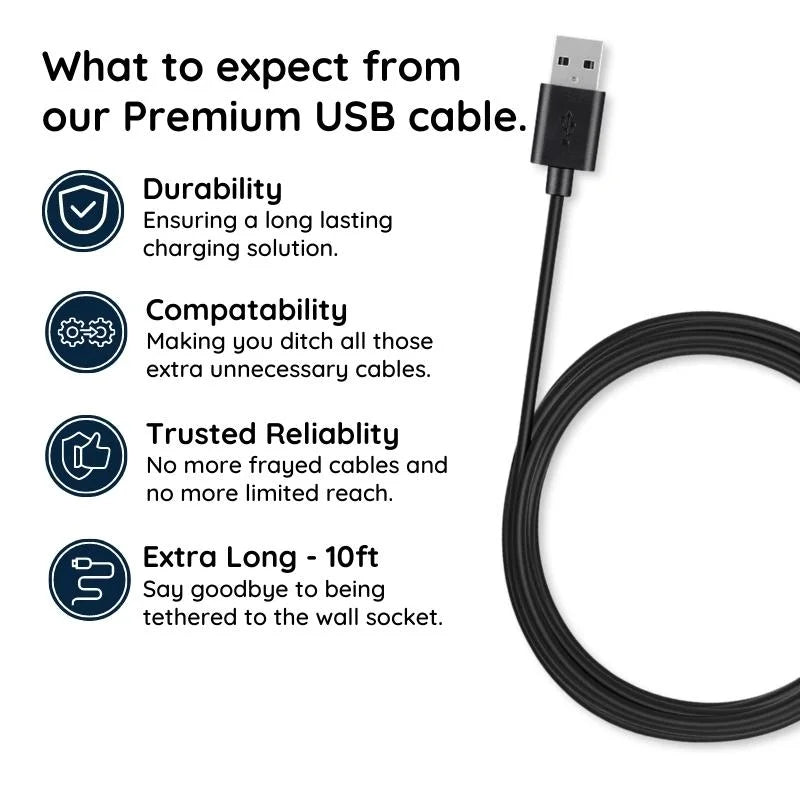 10ft Micro USB Cable with Fast Charging and Tangle-Resistant Jacket