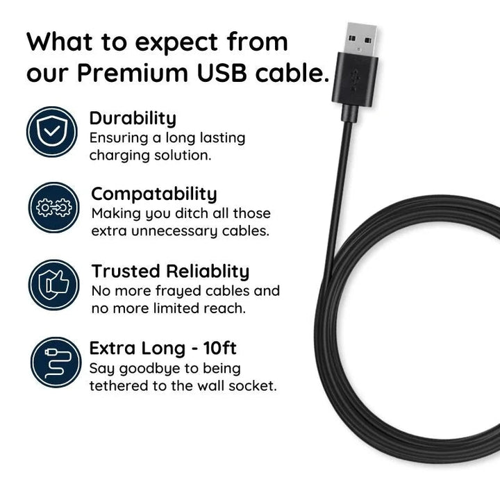 10ft Micro USB Cable with Fast Charging and Tangle-Resistant Jacket
