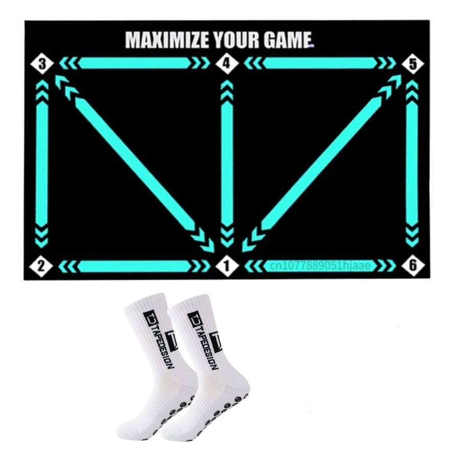 Soccer Dribbling Training Mat with Grip Socks and Video Program