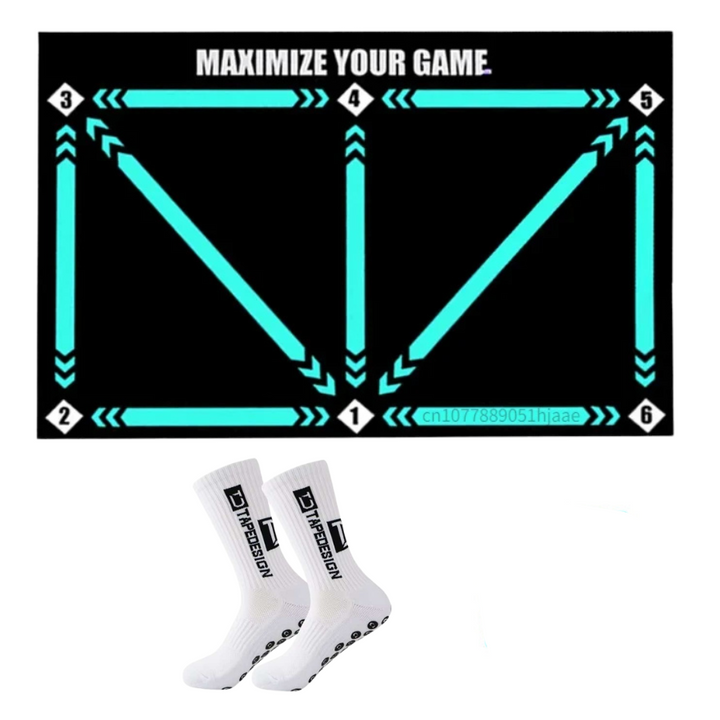 Soccer Dribbling Training Mat with Grip Socks and Video Program