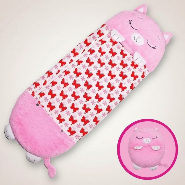 Animal Shape Kids Sleeping Bag with Foldable Pillow Design and Breathable Fabric