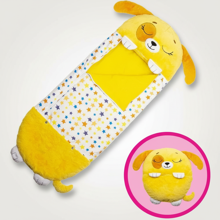 Animal Shape Kids Sleeping Bag with Foldable Pillow Design and Breathable Fabric