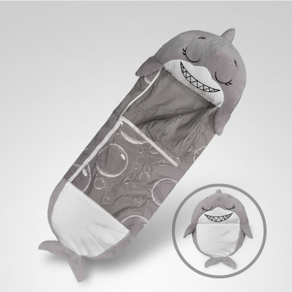 Animal Shape Kids Sleeping Bag with Foldable Pillow Design and Breathable Fabric