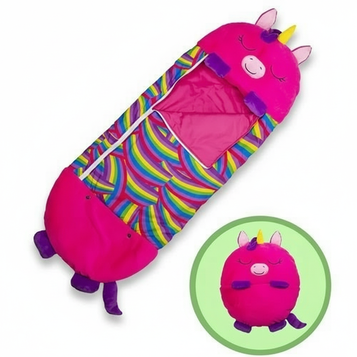 Animal Shape Kids Sleeping Bag with Foldable Pillow Design and Breathable Fabric