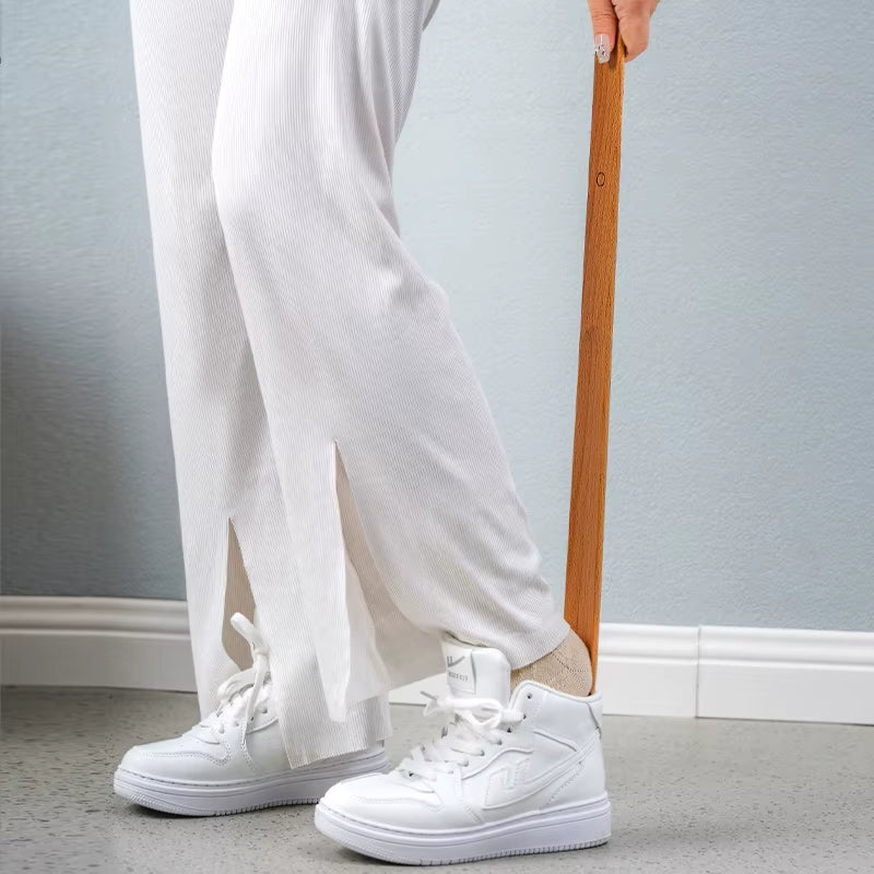 Extra Long Shoe Horn with Smooth Curved Surface and Comfortable Grip Handle