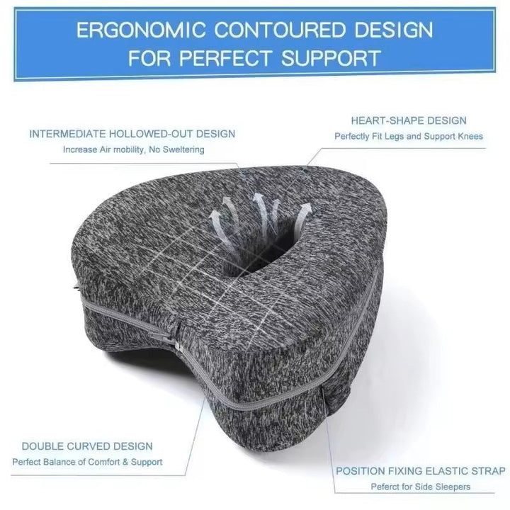 Memory Foam Leg Pillow with Ventilation Design and Adjustable Strap, Washable Cover