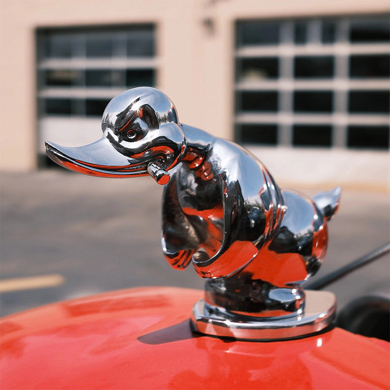 Angry Duck Radiator Emblem with Chrome Plating and Dual Pin Mounting, 6x4 Inches