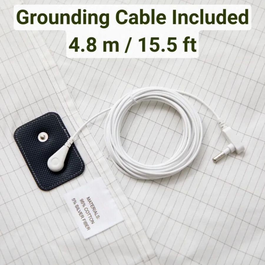 Grounding Bed Sheet with Detachable Grounding Cord and Breathable Low-Profile Fabric