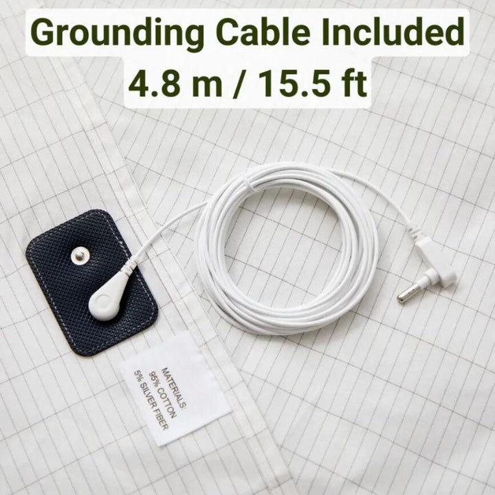 Grounding Bed Sheet with Detachable Grounding Cord and Breathable Low-Profile Fabric
