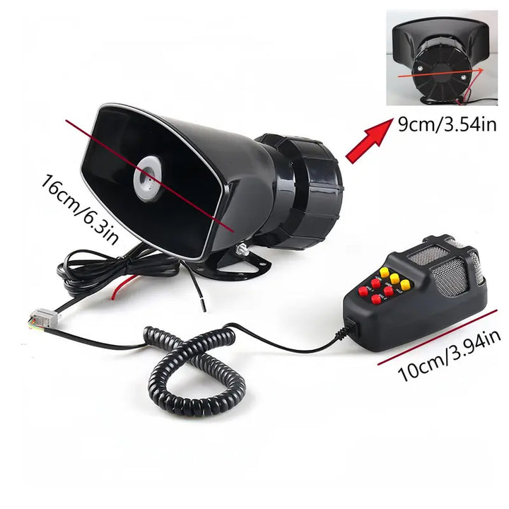 12V Vehicle Speaker System with 7 Audio Tones and Microphone