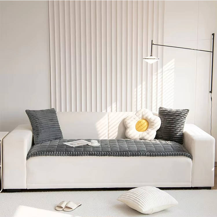 Non Slip Fuzzy Pet Couch Cover for 2-3 Cushion Sofa, Washable Soft Furniture Protector Slipcover