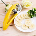 Handheld Banana Slicer with Eleven Stainless Steel Blades and Ergonomic Grip