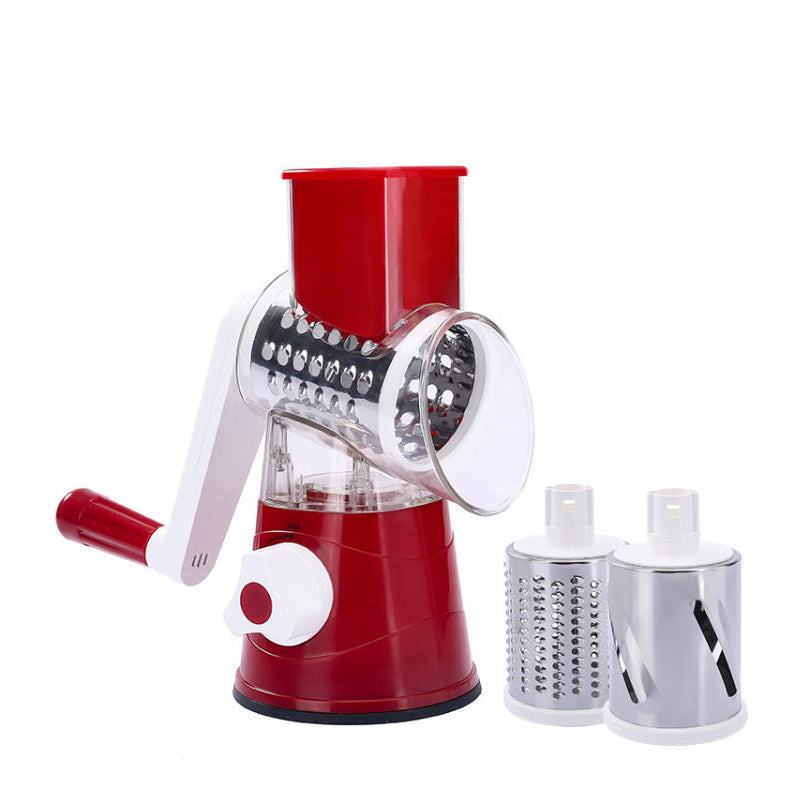 Rotary Vegetable Grater with 3 Interchangeable Stainless Steel Blades and Suction Feet