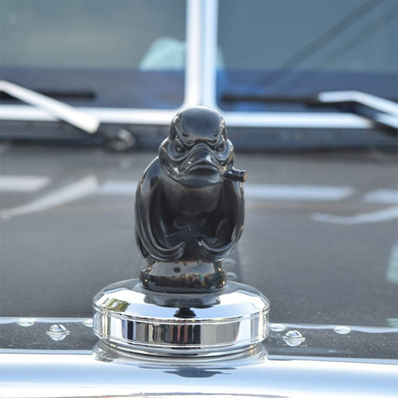 Angry Duck Radiator Emblem with Chrome Plating and Dual Pin Mounting, 6x4 Inches