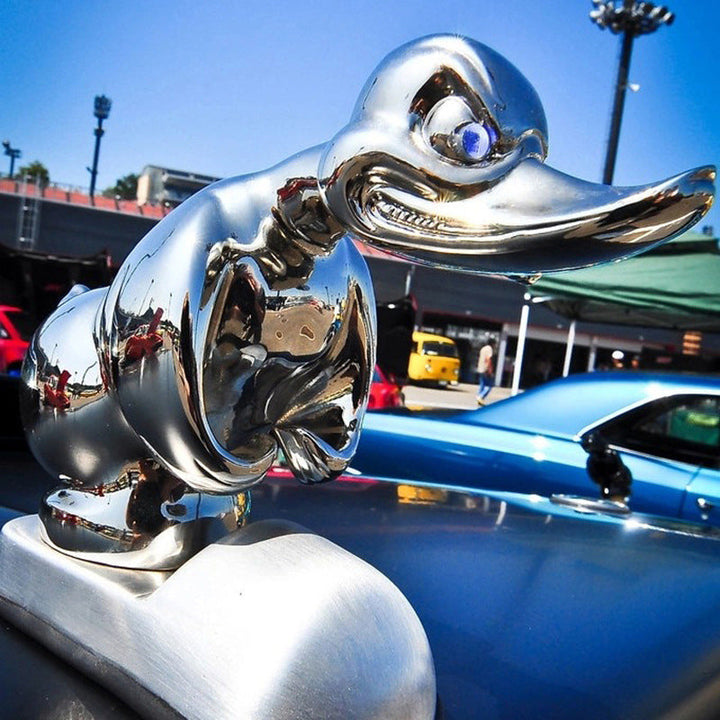 Angry Duck Radiator Emblem with Chrome Plating and Dual Pin Mounting, 6x4 Inches