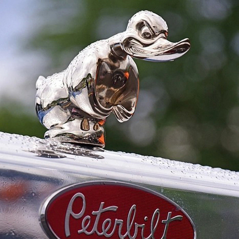 Angry Duck Radiator Emblem with Chrome Plating and Dual Pin Mounting, 6x4 Inches