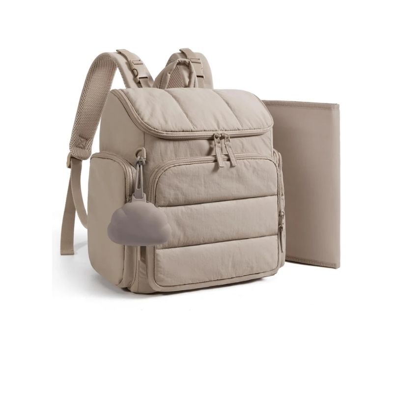 Diaper Backpack with Insulated Bottle Pockets and Stroller Attachment Loops