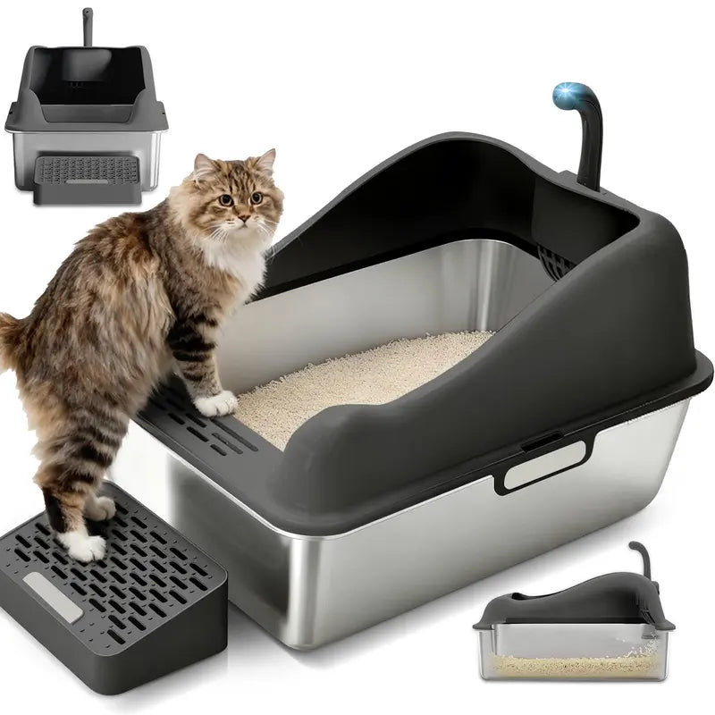 Large Enclosed Cat Litter Box with Flip Top Lid and Leak Prevention, 28-Liter Capacity
