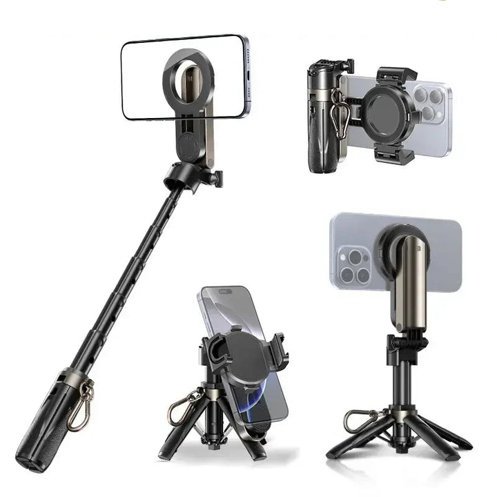 Selfie Stick with Magnetic Phone Holder and 10-Meter Wireless Remote, Tripod Base