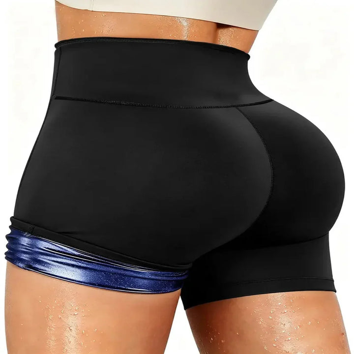 High Waist Workout Shorts with Moisture Wicking Fabric and Compression Waist Wrap