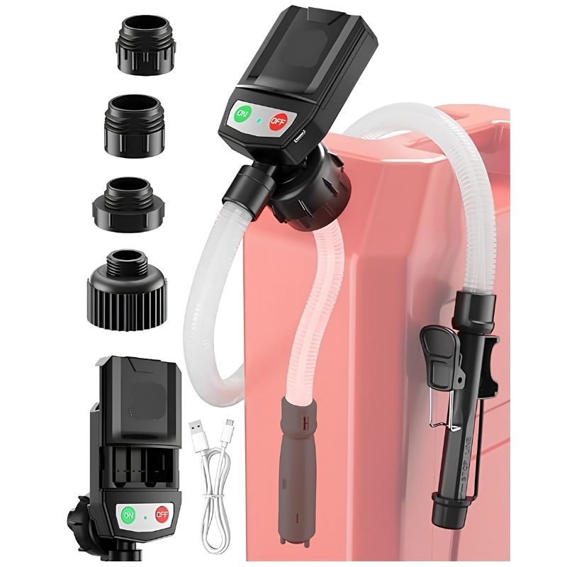Battery Powered Fuel Transfer Pump with Automatic Sensor and Four Tank Adapters
