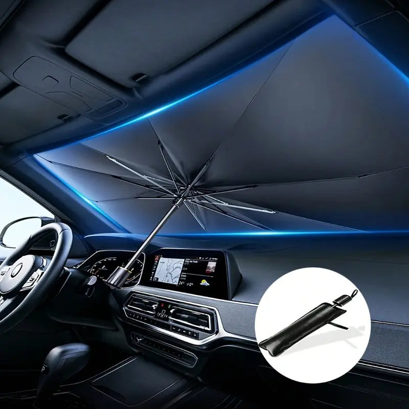 Reflective Windshield Sunshade 55x31in with Umbrella Fold for Cars and SUVs