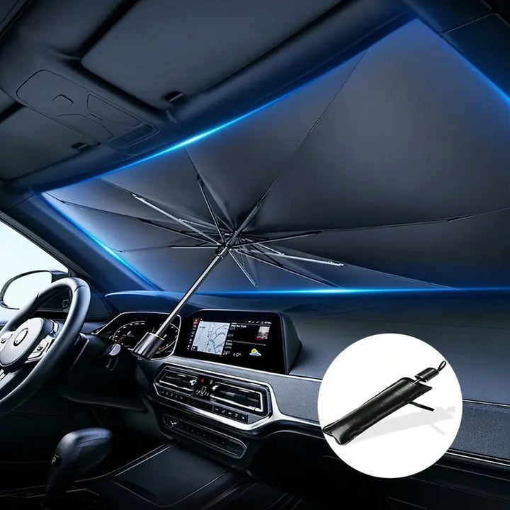 Reflective Windshield Sunshade 55x31in with Umbrella Fold for Cars and SUVs