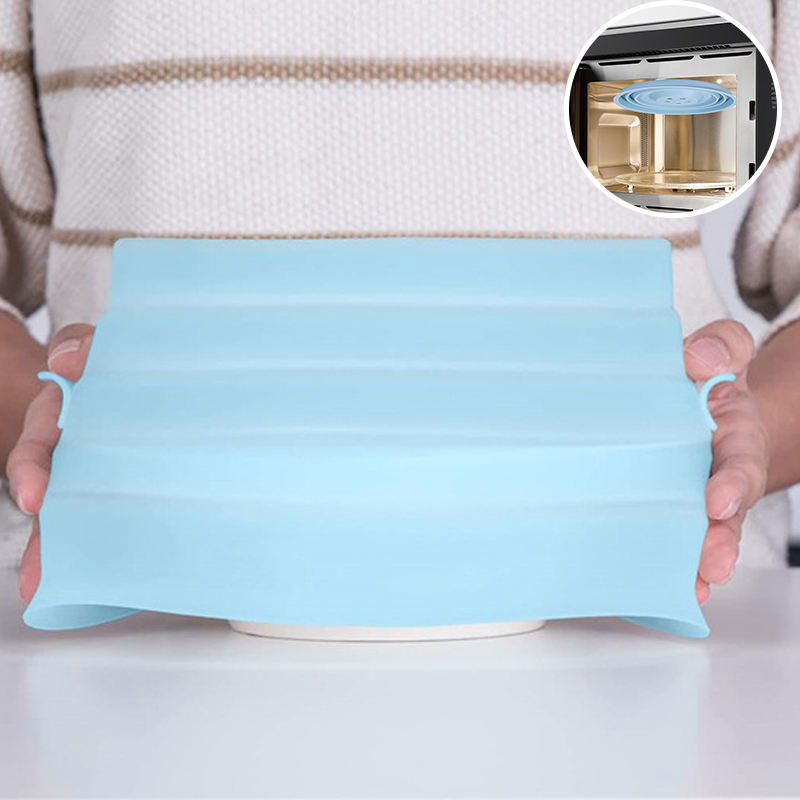 Collapsible Silicone Microwave Cover with Magnetic Storage and Steam Vents