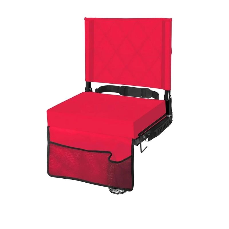 Stadium Seat with Angled Back Support and Adjustable Shoulder Strap