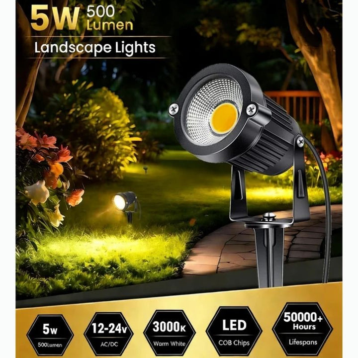Outdoor LED Spotlight with Adjustable Head and Spike Mount, 10-Pack for 12V Landscape Systems