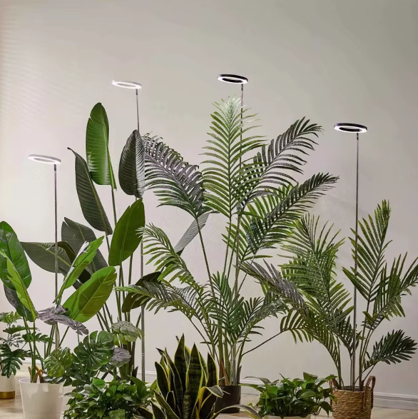 Full Spectrum LED Ring Light with Telescoping Stand and Adjustable Brightness for Indoor Plants