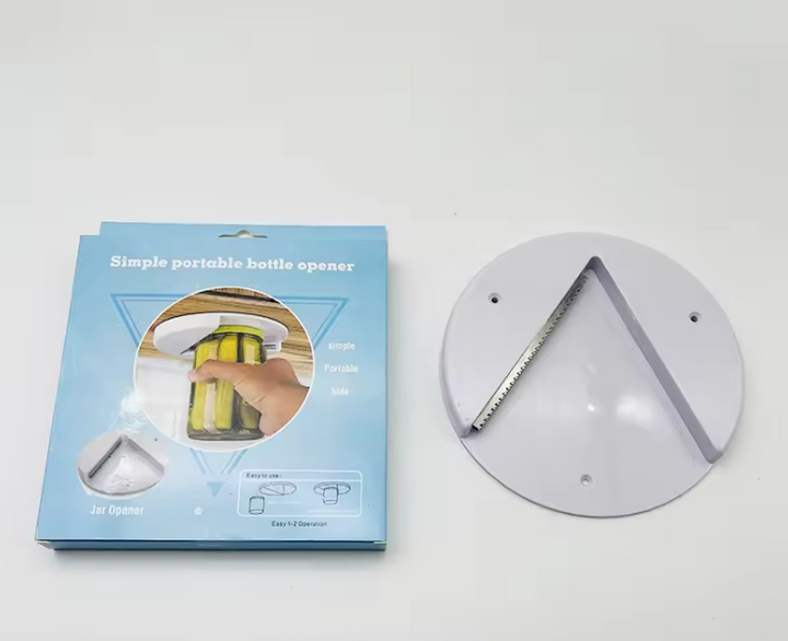 Jar Opener with Under Cabinet Mount and Leverage Design for Multiple Sizes