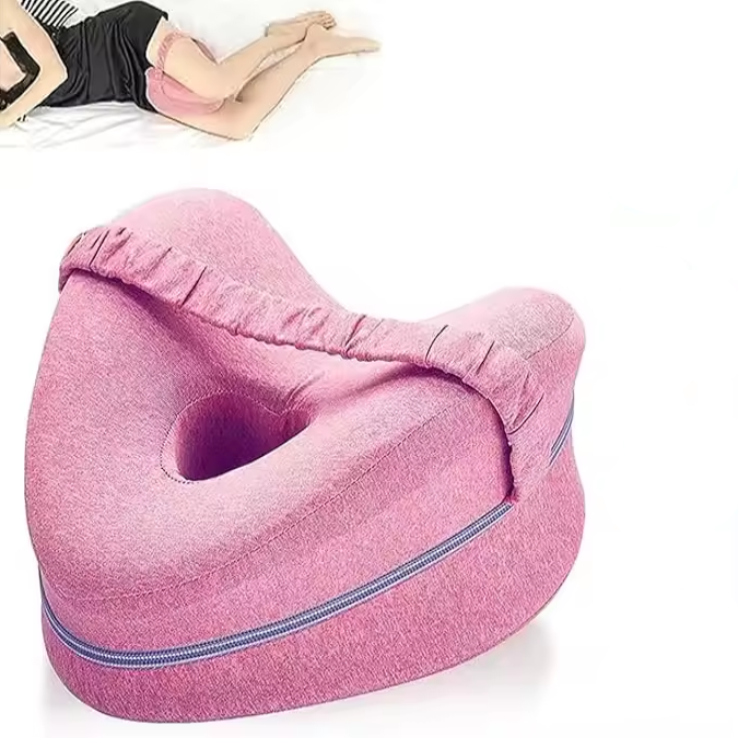 Memory Foam Leg Pillow with Ventilation Design and Adjustable Strap, Washable Cover