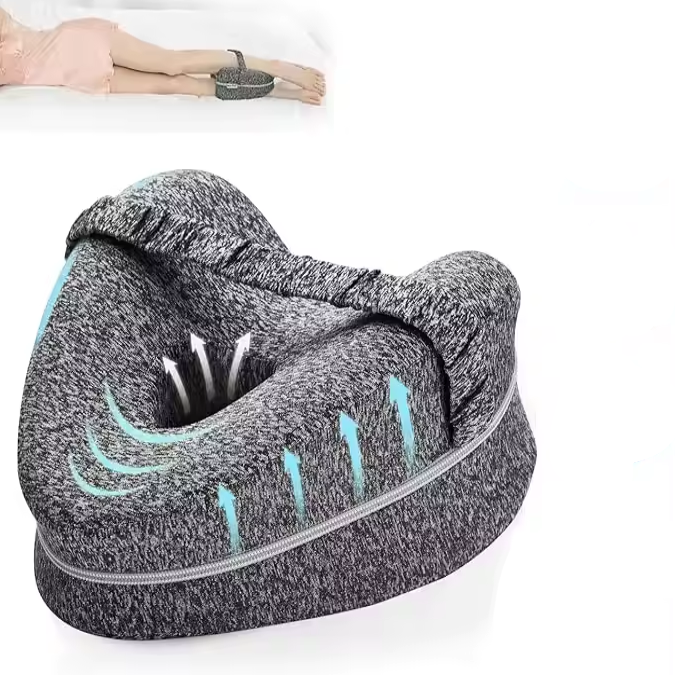 Memory Foam Leg Pillow with Ventilation Design and Adjustable Strap, Washable Cover