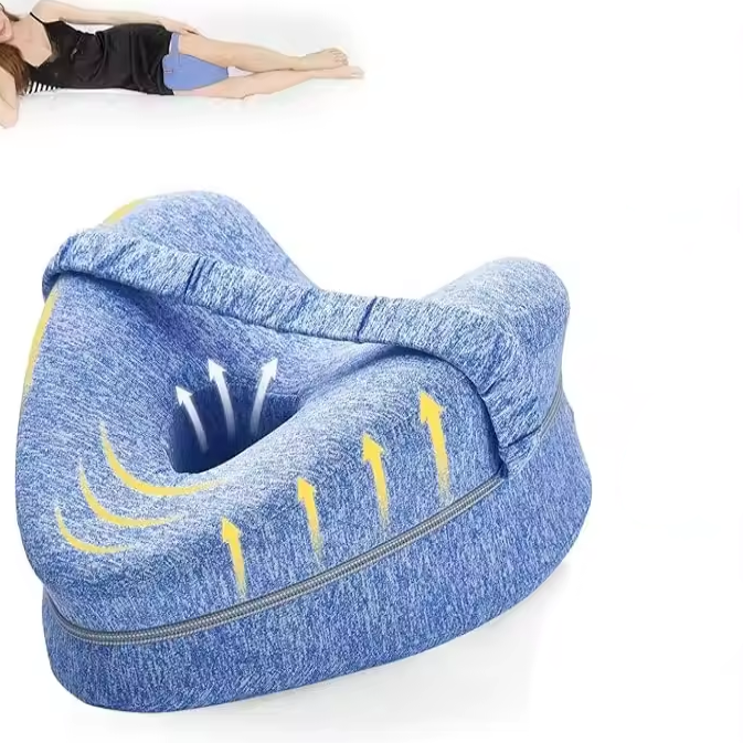 Memory Foam Leg Pillow with Ventilation Design and Adjustable Strap, Washable Cover