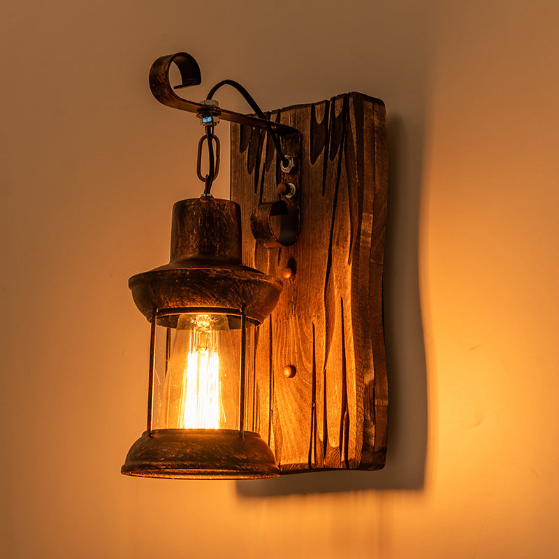 Cast Iron Wall Light with Clear Glass Shade and E26 Socket, 12in Height