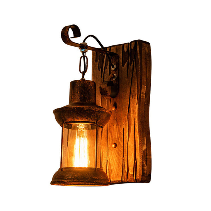 Cast Iron Wall Light with Clear Glass Shade and E26 Socket, 12in Height