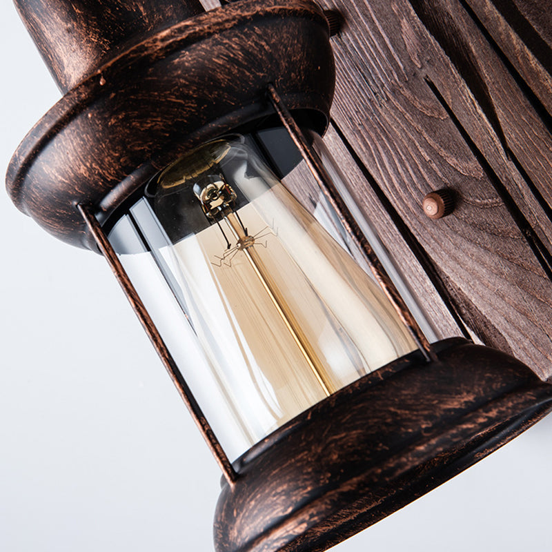 Cast Iron Wall Light with Clear Glass Shade and E26 Socket, 12in Height