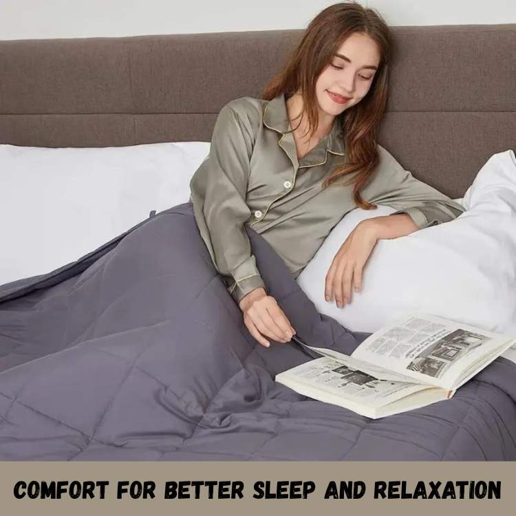Weighted Blanket with Stitched Pockets and Breathable Zippered Cover, Textured Finish