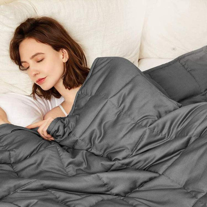Weighted Blanket with Stitched Pockets and Breathable Zippered Cover, Textured Finish