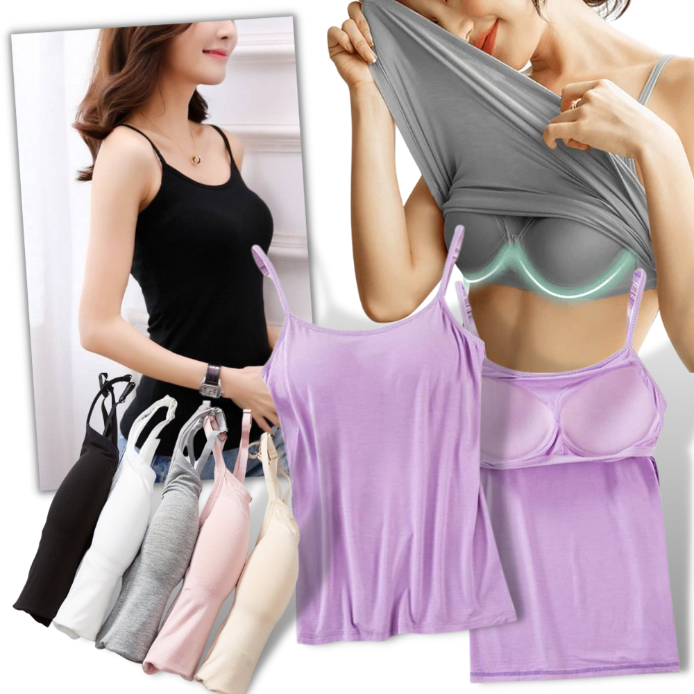 Tank Top with Built-In Padded Bra and Adjustable Straps