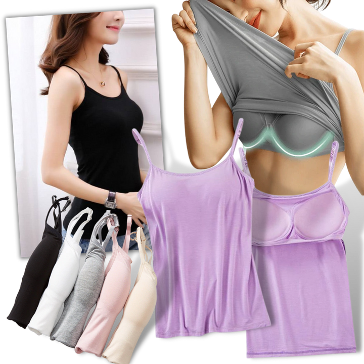 Tank Top with Built-In Padded Bra and Adjustable Straps