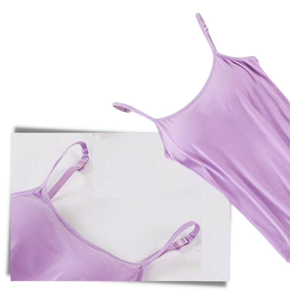 Tank Top with Built-In Padded Bra and Adjustable Straps