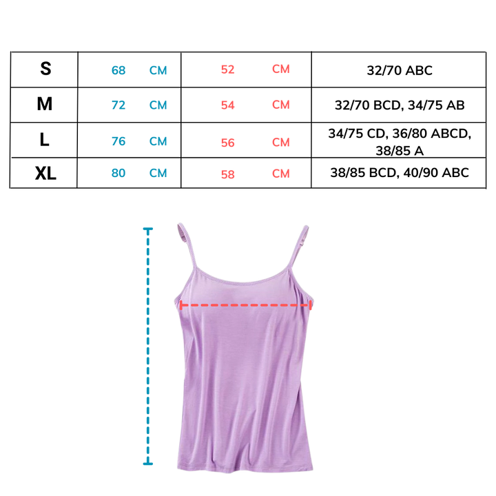 Tank Top with Built-In Padded Bra and Adjustable Straps