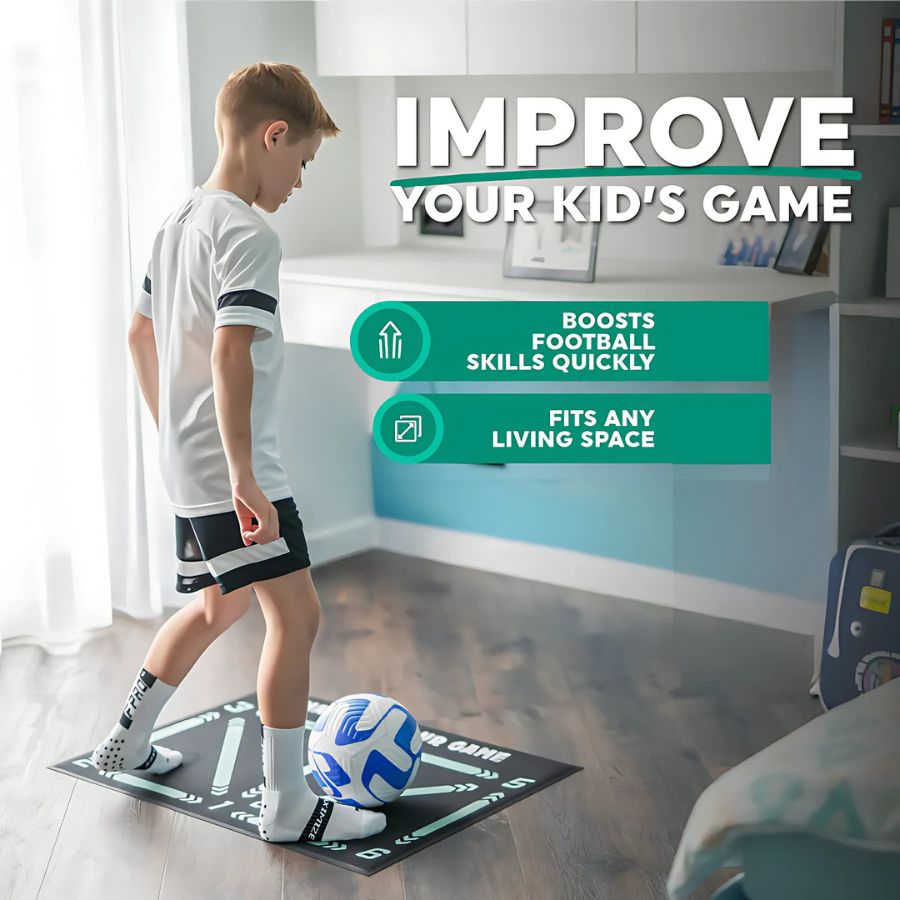Soccer Dribbling Training Mat with Grip Socks and Video Program
