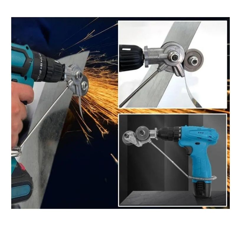 Drill Attachment Metal Cutter with Plate, Shears and Nibbler Heads